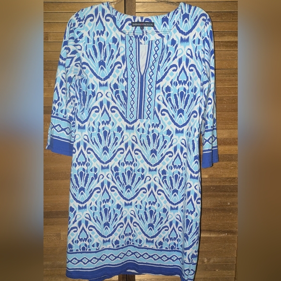 ❤️FINAL❤️Barbara Erickson Blue and White Patterned Dress - Picture 1 of 5